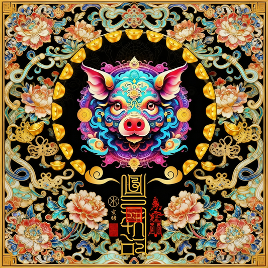 生肖猪The Bountiful Fortune Boar Totem - Zodiac Art of Abundance, Contentment & Honest Blessings
