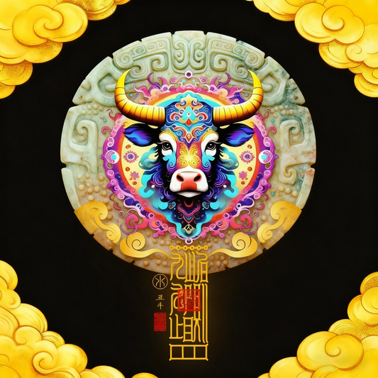 生肖牛The Steadfast Ox Totem - Zodiac Art of Strength & Prosperous Foundation
