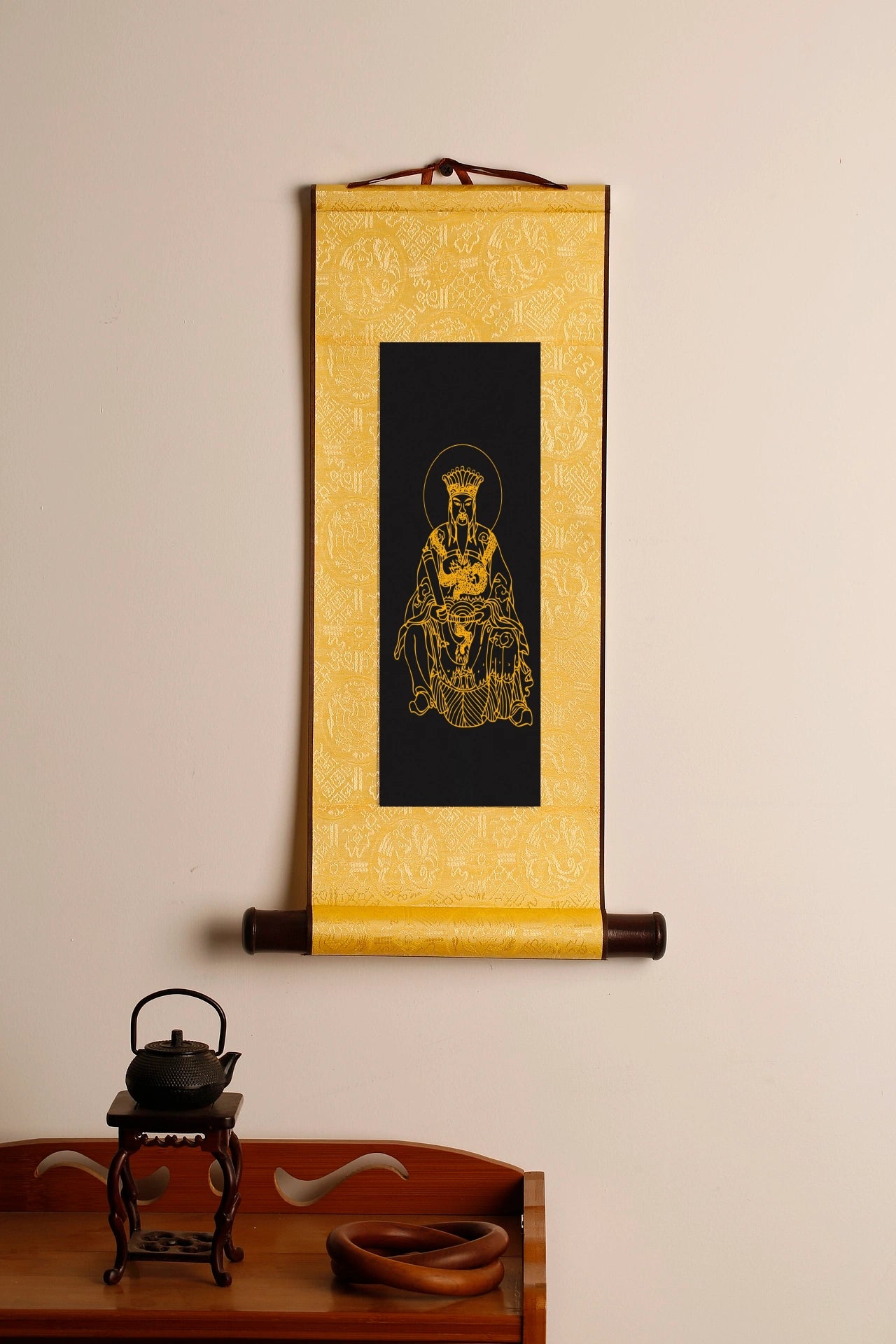 宝生大帝Hand-Painted Daoist Golden Deity Icon: Treasure-Birth Celestial Sovereign – God of Illumination & Bountiful Growth