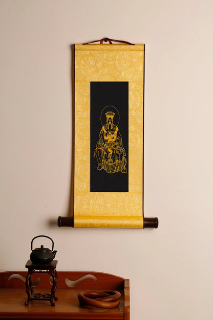 宝生大帝Hand-Painted Daoist Golden Deity Icon: Treasure-Birth Celestial Sovereign – God of Illumination & Bountiful Growth