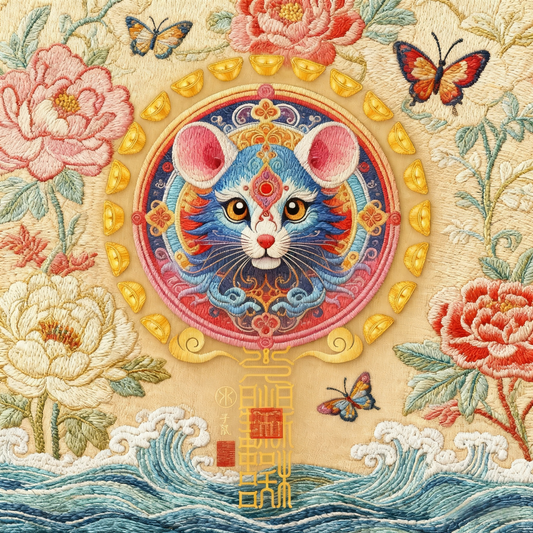 生肖鼠The Wisdom & Fortune Rat Totem - Luminous Zodiac Art with Blessing Sigil