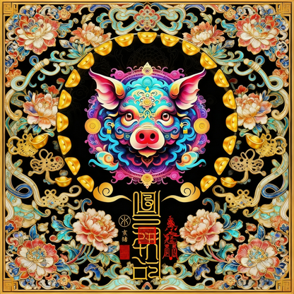 生肖猪The Bountiful Fortune Boar Totem - Zodiac Art of Abundance, Contentment & Honest Blessings