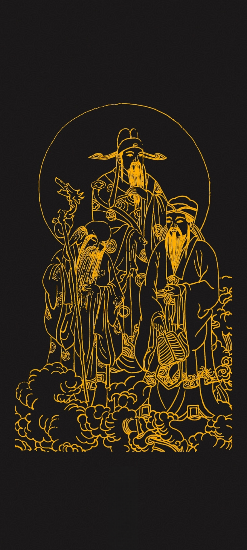 福禄寿三星圣像Hand-Painted Triune Deity Icon: The Three Stars of Blessing, Prosperity & Longevity – Complete Auspicious Harmony