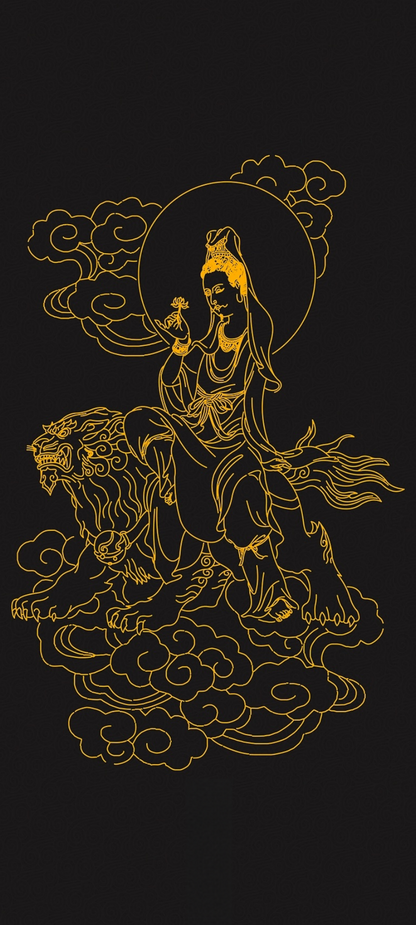 慈航普度圆通自在天尊Hand-Painted Daoist Golden Deity Icon: The Celestial Worthy of Compassionate Salvation, Perfect Penetration & Sovereign Ease