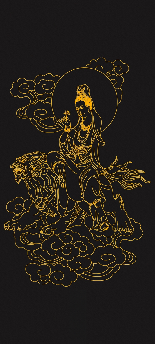 慈航普度圆通自在天尊Hand-Painted Daoist Golden Deity Icon: The Celestial Worthy of Compassionate Salvation, Perfect Penetration & Sovereign Ease