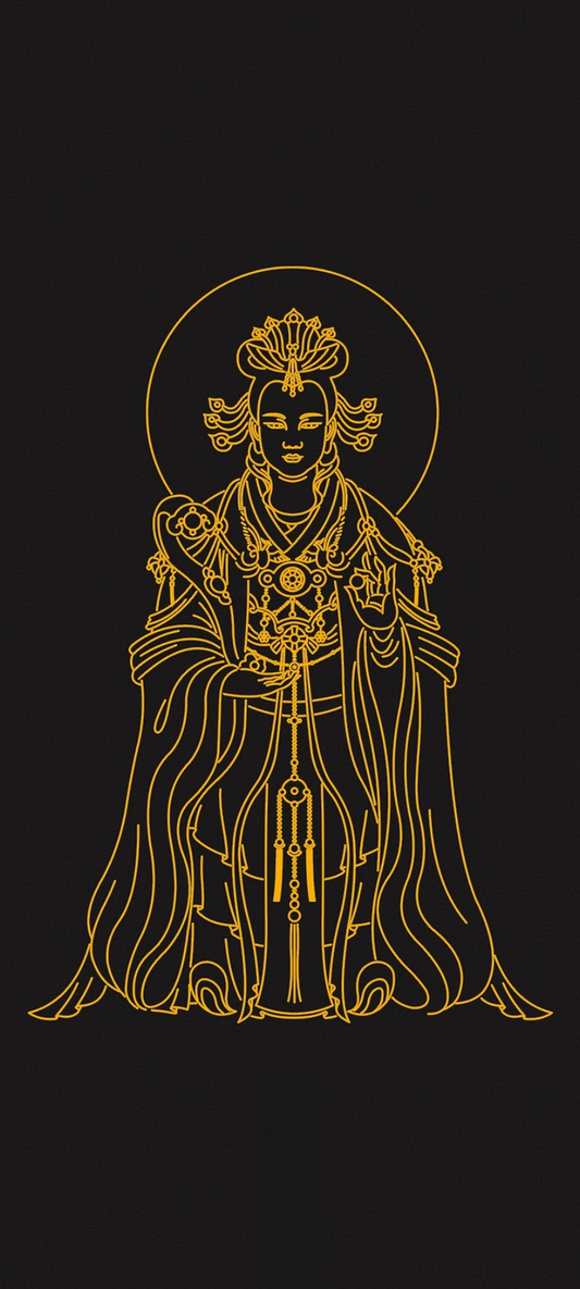 王母娘娘Hand-Painted Sacred Icon: The Queen Mother of the West, The Primordial Goddess of Immortality & Cosmic Grace