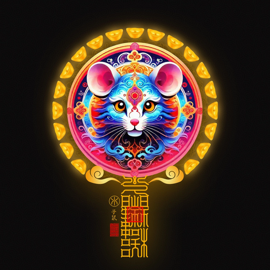 生肖鼠The Wisdom & Fortune Rat Totem - Luminous Zodiac Art with Blessing Sigil