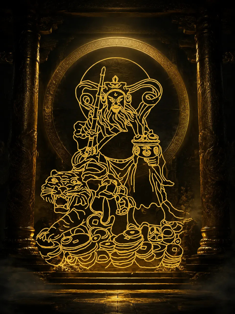 财神赵公明元帅圣像｜财富守正神像挂画