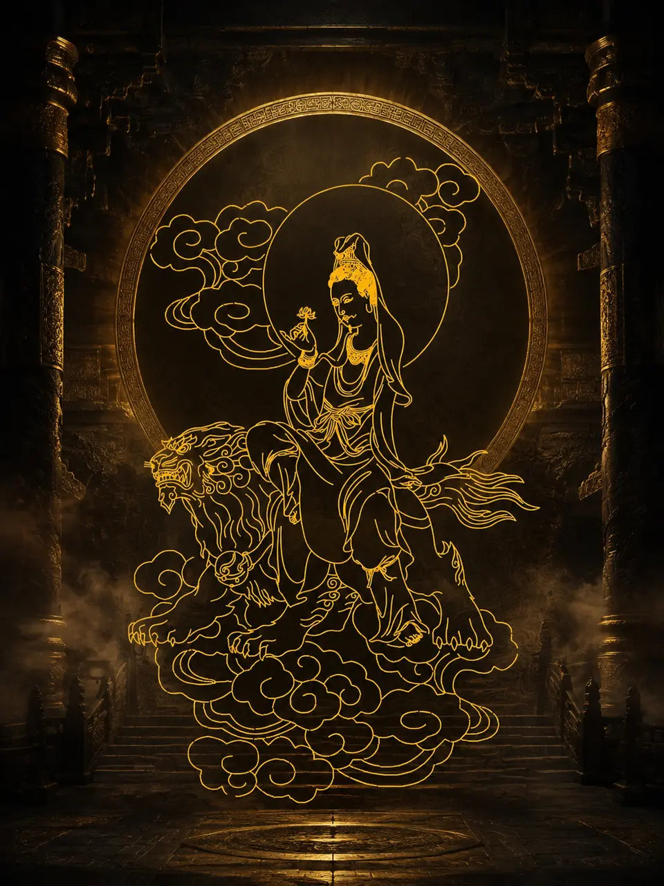 慈航普度圓通自在天尊聖像｜慈悲護佑神像掛畫
