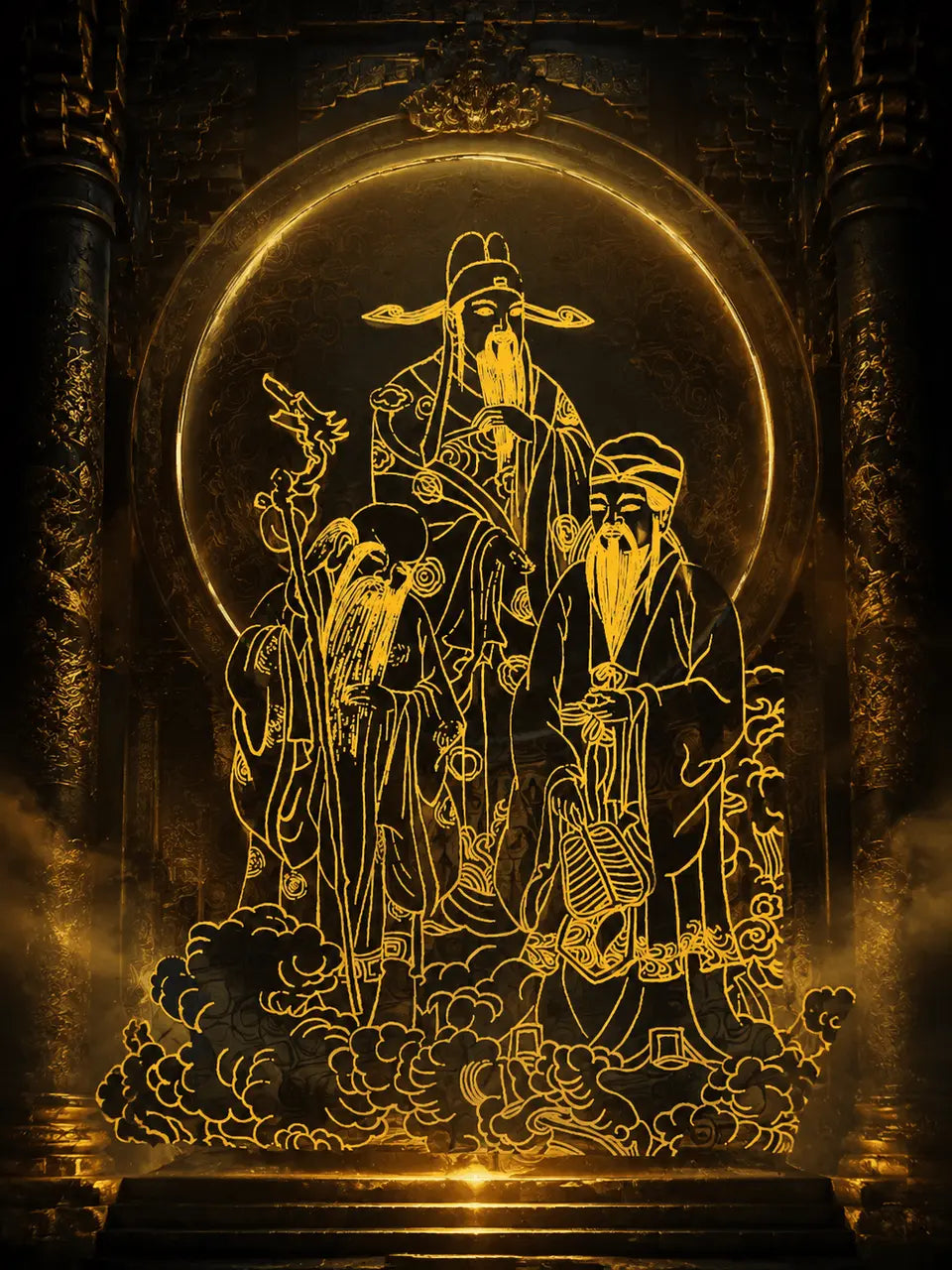福禄寿三星圣像｜福禄寿喜神像挂画